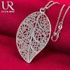 925 Sterling Silver Small Leaf Pendant Necklace Fashionable Wedding Jewelry