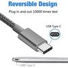 Кабель USB Type-C, (лот из 2 2М), (темно-серый), нейлоновый плетеный кабель для быстрой зарядки Кабель USB A - USB C для Samsung