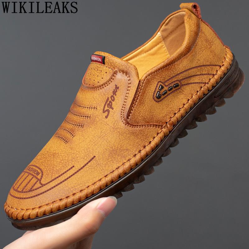Leather Casual Shoes Man Designer Slip On Shoes for Men Fashion Brown Loafers Shoes Men Zapatos De Hombre Chaussure Homme