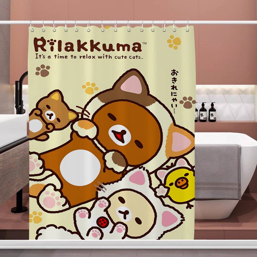 Классика R-Rilakkuma-A 1 шт. Занавеска для душа Полиэстер Водонепроницаемая занавеска для душа Перегородка для ванной комнаты Декоративный аксессуар