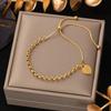 New Trendy Stainless Steel 18k Gold Pearl Zircon Butterfly Heart Chain Bracelet Women Layered Letter Beaded Bracelet Gift