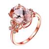 Jewelry Natural Morganite Ring ,18k Rose Gold Plated Diamond Ring ,Colorful Gemstone Ring 
