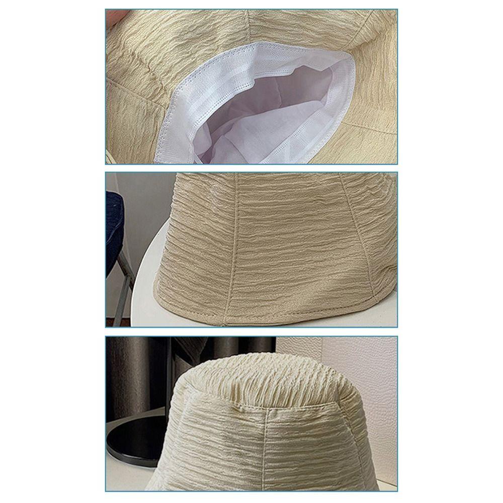 Solid Color Bucket Hat Chiffon Fabric Basin Cap Japanese-Style Fisherman Hat Summer