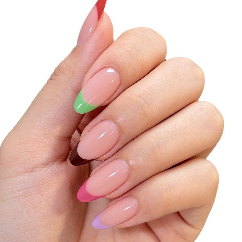 144 Pieces Pack Glossy Finish Press On Nails Full Cover French Tip Nails Fake Nails for Daily Wear