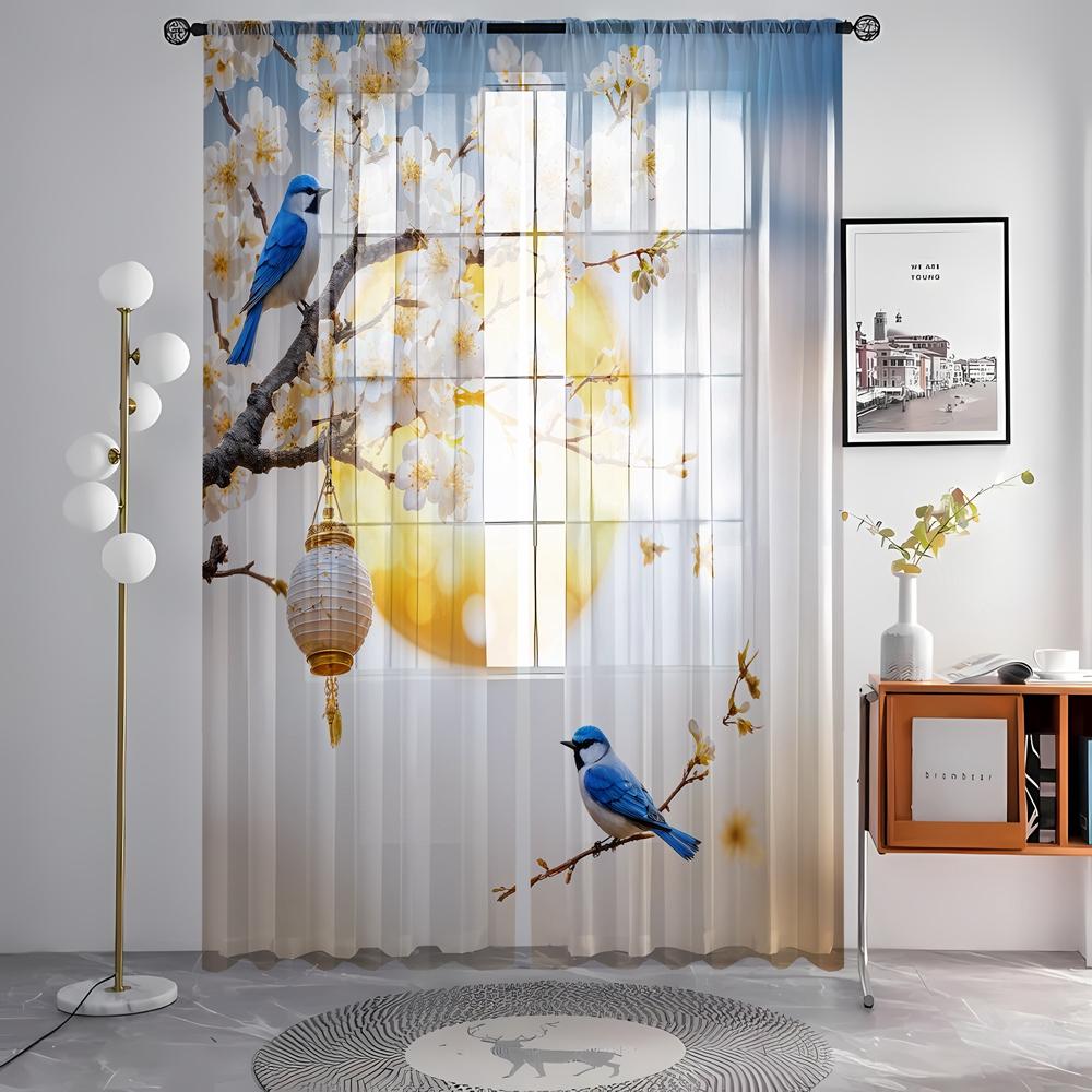 2 шт. HD цифровой новый китайский стиль восхитительный печатный экран для окна украшение дома стиль украшения гостиной спальни стержень через