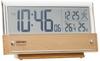 Seiko Clock Table Clock Alarm Clock Radio Digital Calendar Temperature and Humidity Display LCD Light Brown Wood Grain Pattern Body X 19 X Cm SQ782B
