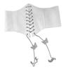 Women Lace Up Corset Waist Belt Fashionable Butterfly Chain Corset Wide Elastic Waist Belt White