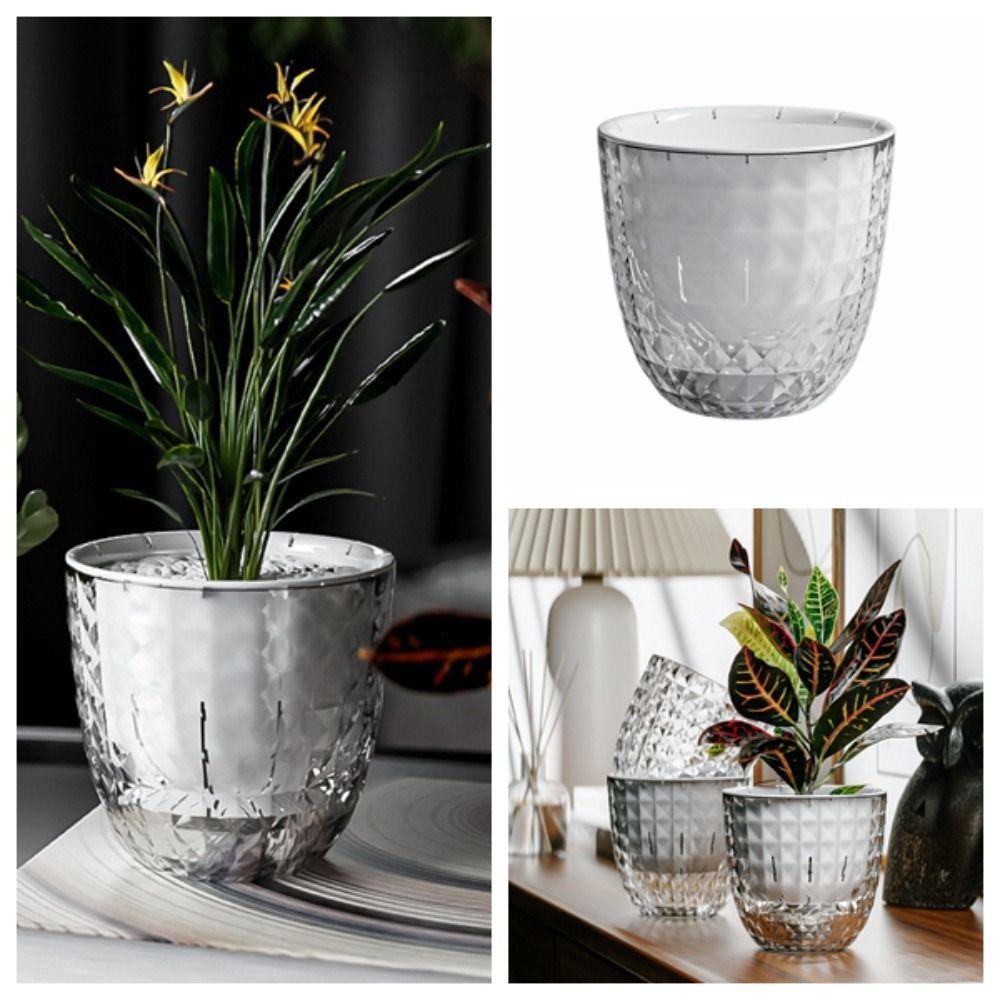 Plastic Succulent Plant Pot Double Layer Hydroponics Plants Pot Self Watering Flowerpot  Indoor