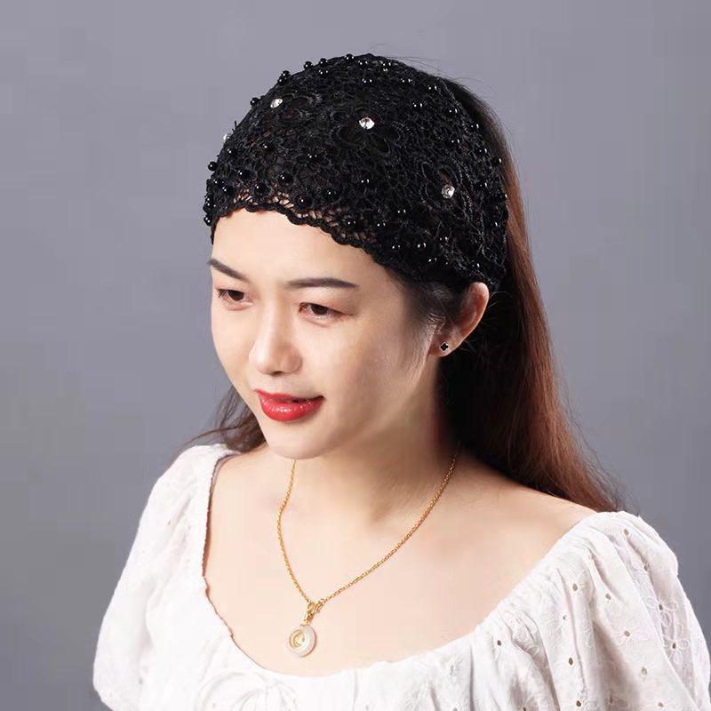 Korean Summer Pearl Lace Elastic Headband - Thin, Wide & Hollow Design Hair Accessory