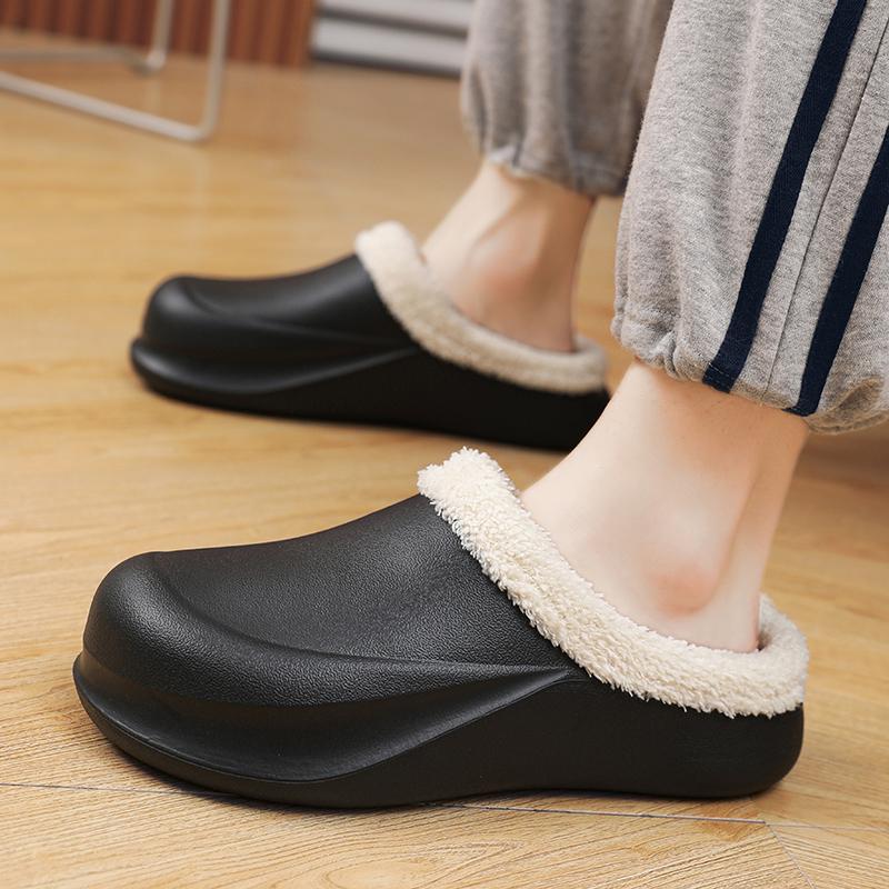 Модные парные тапочки мужские повседневные хлопковые туфли из ЭВА для зимы на открытом воздухе снег теплые плюшевые нескользящие толстые подошвы водонепроницаемые взрывной стиль