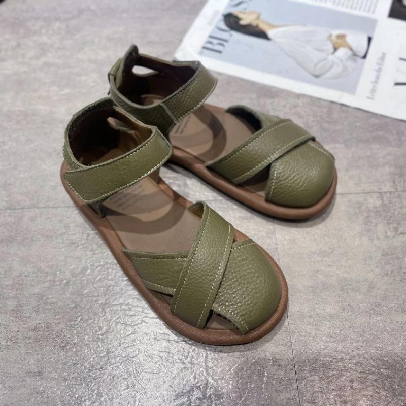 Fashion Low Heel Shoes Woman Sweet Sandals Ladies 2024 Summer Sandals Orange Espadrille Closed Retro Gladiator Sandals Women Shoes