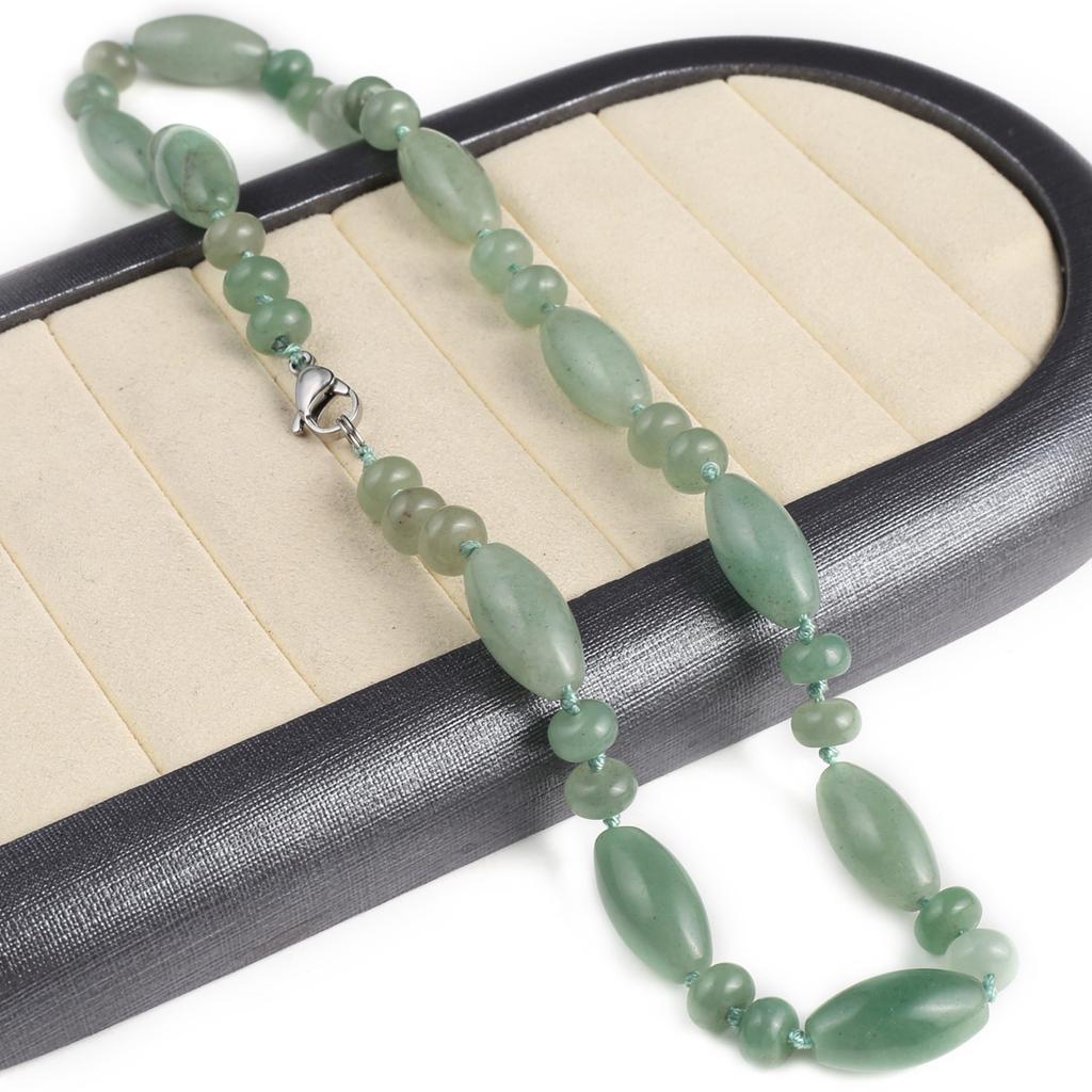 Women Necklace Natural Stone Green Aventurine Necklace Irregular Beads Charms For Birthday Gift Length 45 CM