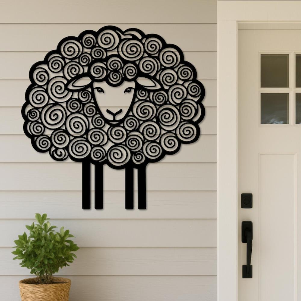 Metal Sheep Wall Art Farm Sign Cute Animal Decor For Room