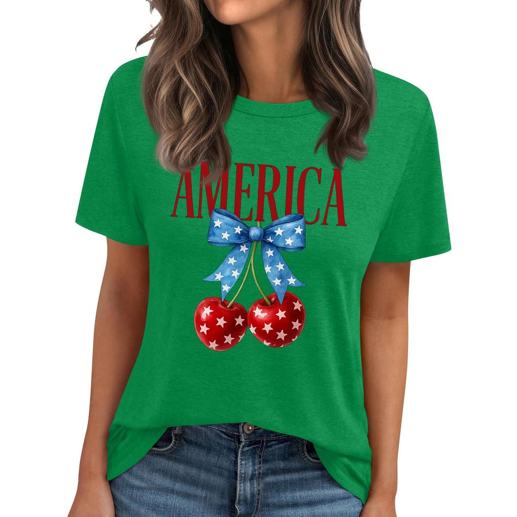 Женская футболка с круглым вырезом и короткими рукавами с принтом