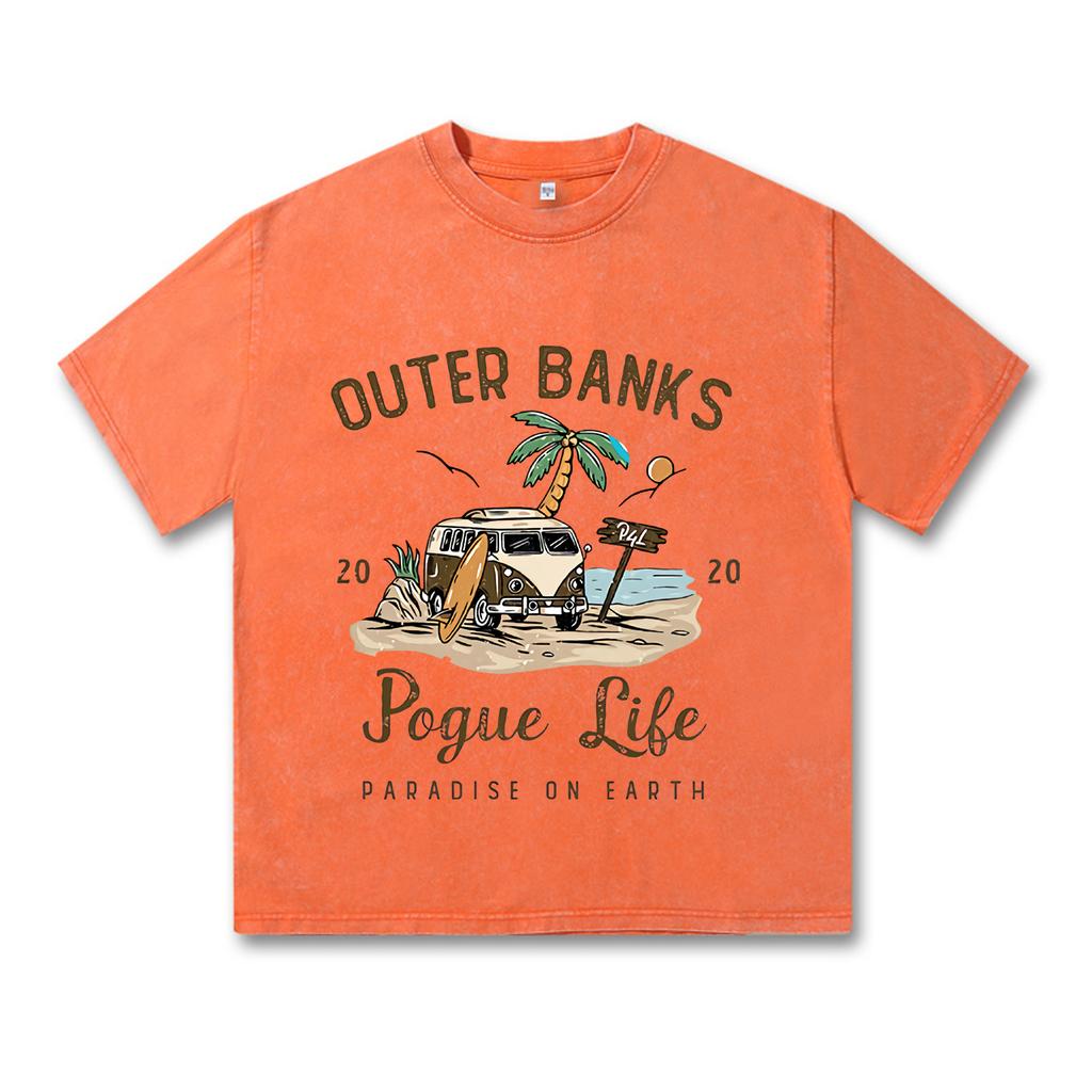 Ретро стираная винтажная футболка рукава наружные банки хлопковая футболка графический аниме принт пуловер мужская хлопковая футболка женская одежда