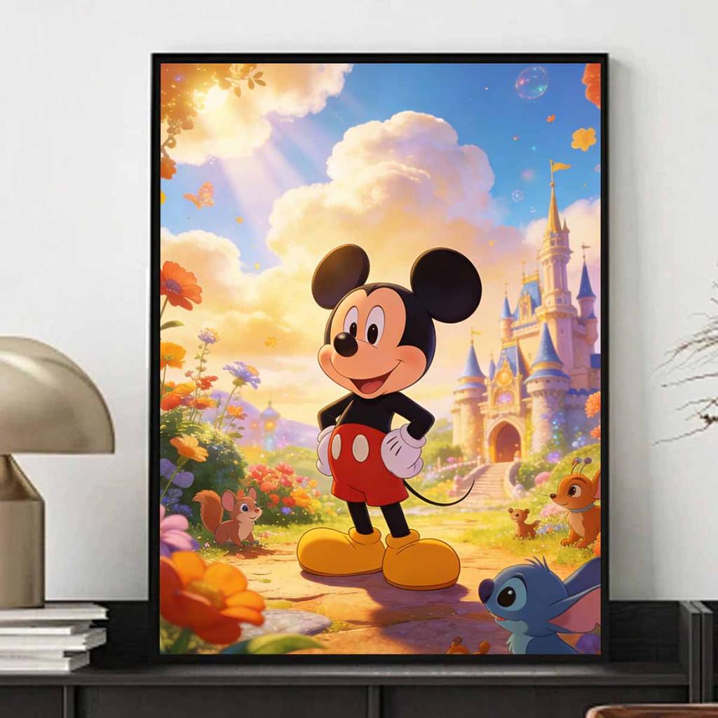 Disney Mickey Mouse and Friends castle landscape oil painting handmade painting art kit mosaic diy home decoration gift