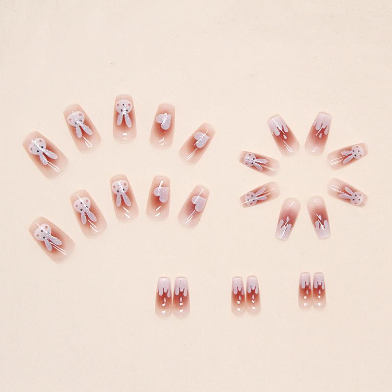 24 шт. Нежные милые милые Ins Wind Glitter Pink Blush Nail Art Новогодняя пленка для дизайна ногтей с кроликом Поддельная пленка для дизайна ногтей