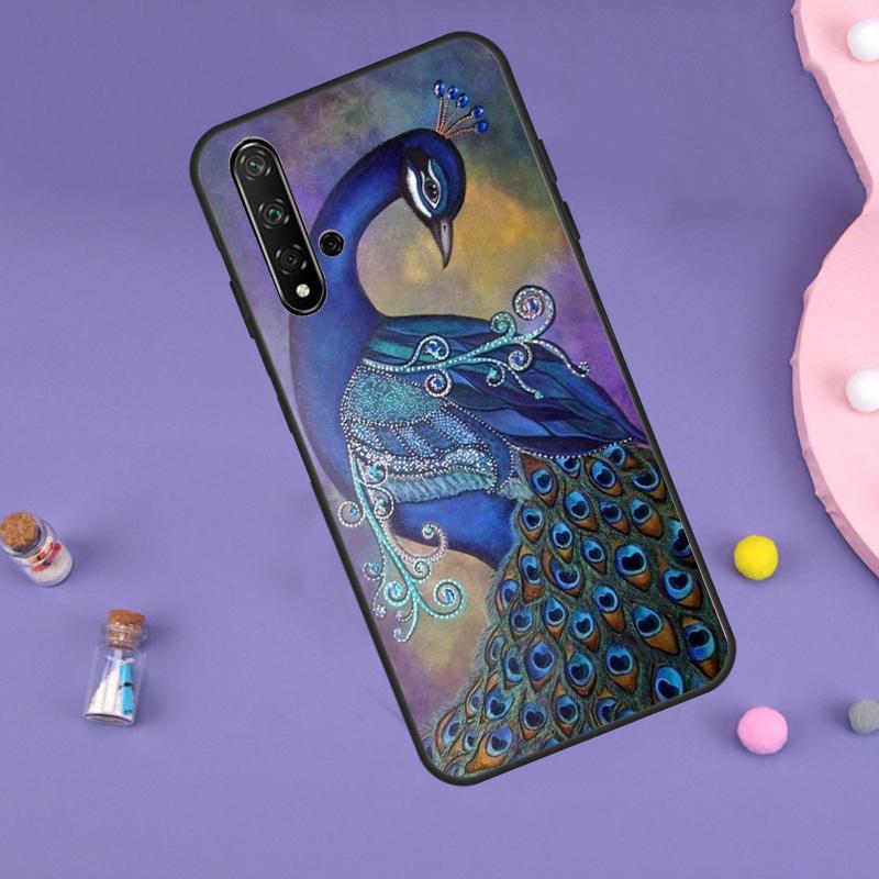 Чехол с изображением перьев павлина для Huawei P30 P20 P40 Lite Nova 5T 11i 8i 3i 9 10 SE 11 Pro Y90 Y70 Y61 Y60 Y91