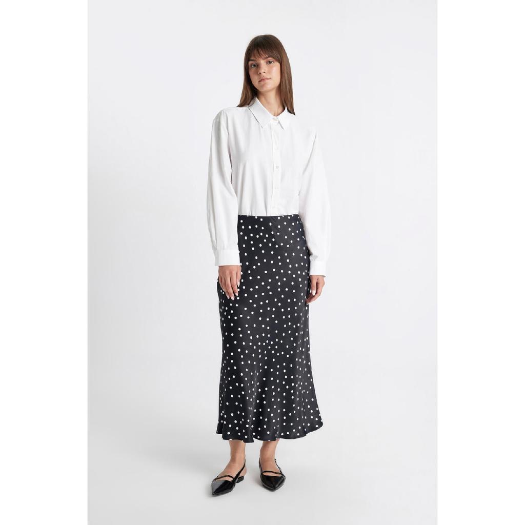 A-line High Waist Leopard Patterned Long/maxi Length 100% Satin Skirt D3905axns