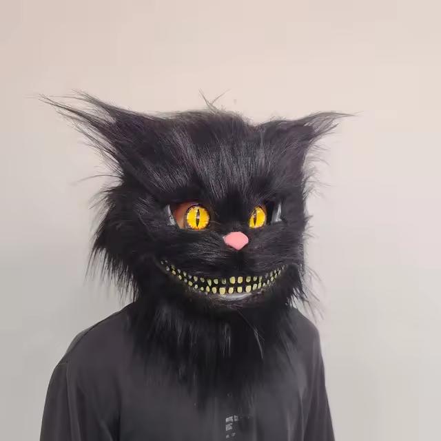 Белый кошачий головной убор, латексная маска для животных, стоящая, латексная кошачья головная маска, костюм для вечеринки на Хэллоуин, реквизит