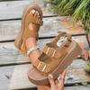 Comfort Shoes for Women 2025 Summer Female Sandal Clogs with Heel Increasing Height Girls Thick Beach New Retro Rome Scandals