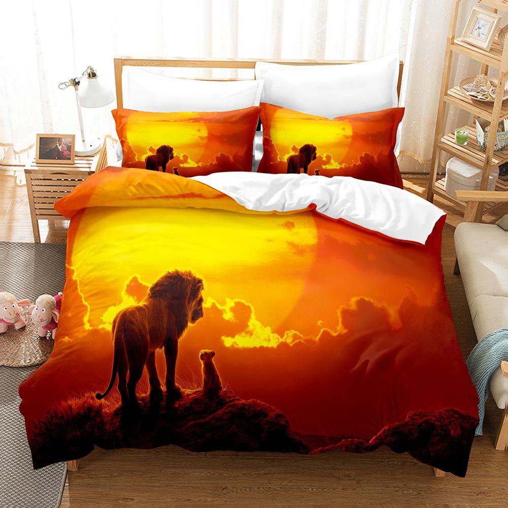 3D Digital Printing Lion Three-Piece Home Textile Bed Sheet Kit Bedding Kit