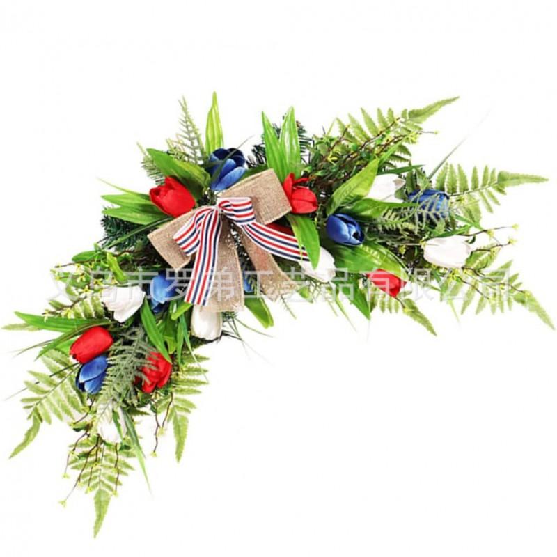 4th Of July Wreath Door Hanging Decoration With USA Flag Patriotic Party Home Outdoor Festive Display