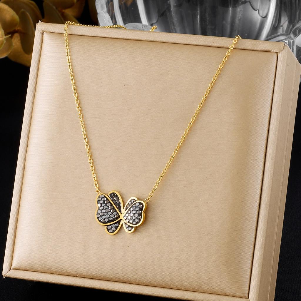 316L Stainless Steel Butterfly Charm Necklace For Women Fashion New Neck Chain Engagement Jewelry Party Wedding Gift Bijoux