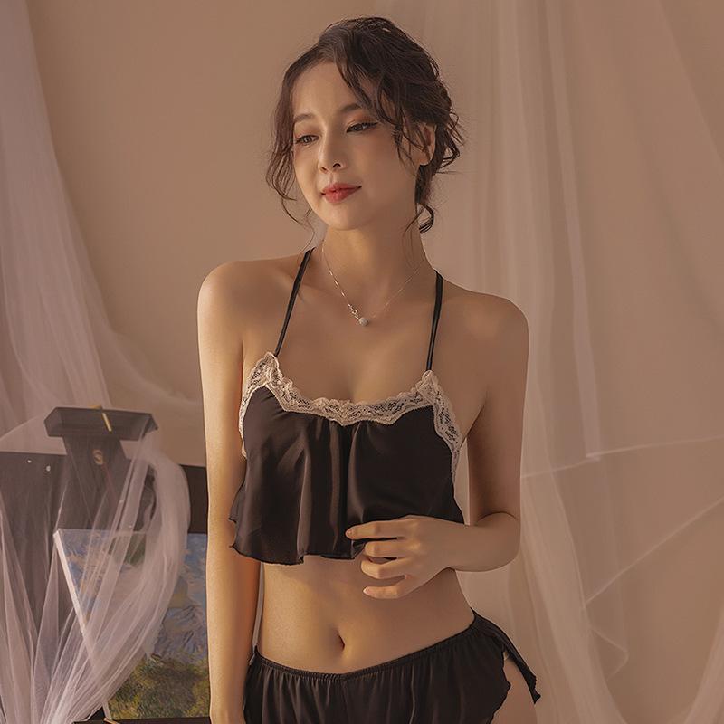 Сексуальное нижнее белье Пижама с карманом на животе Шнуровка Горячая страсть Кружева Соблазн Большой размер Носимая сексуальная полая женщина