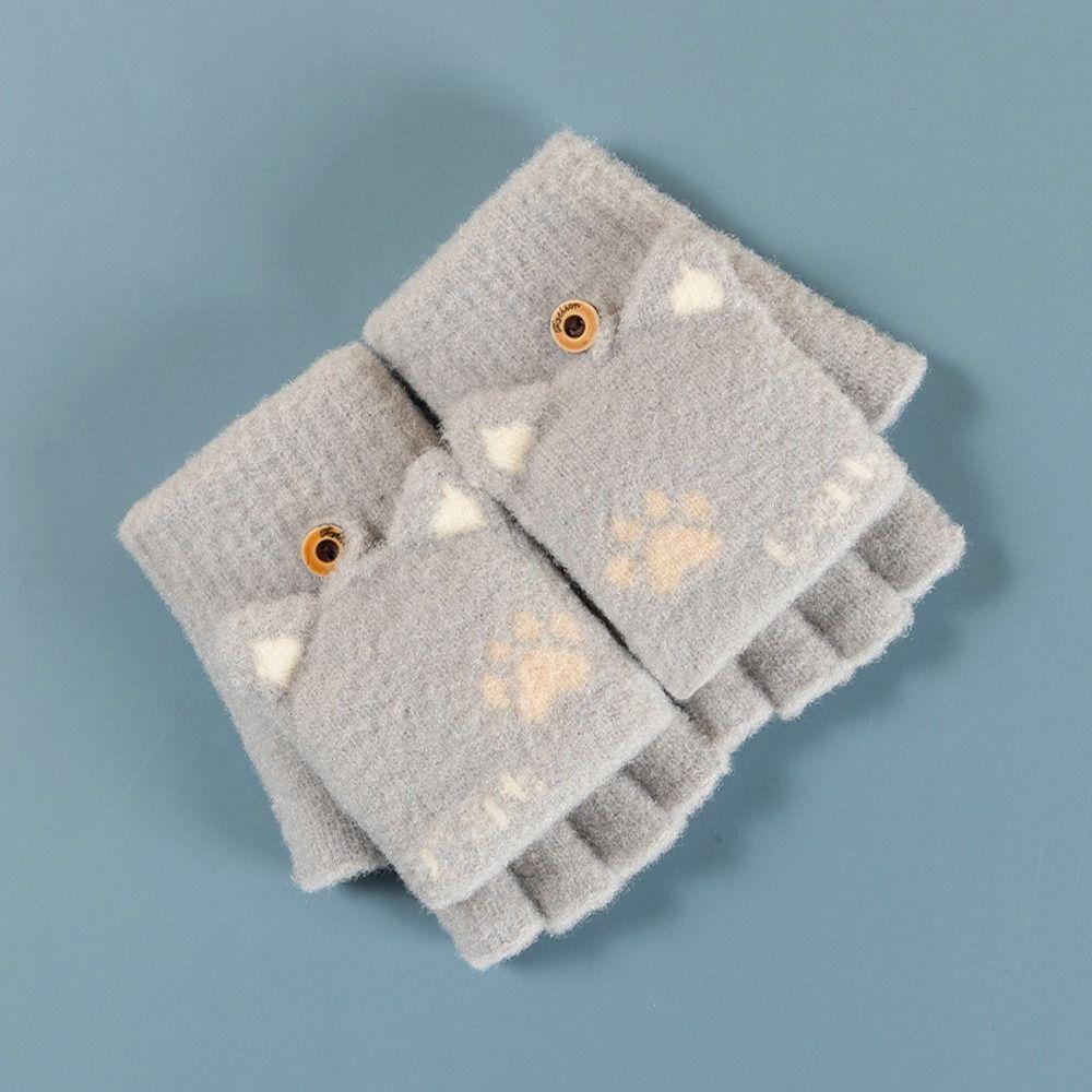 Screen Gloves Windproof Kids Knitted Gloves Autumn Winter Gloves Women Flip Gloves Outdoor Gloves