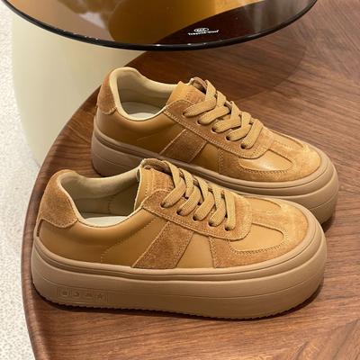 Осенние новые повседневные женские туфли на платформе, цветные, на шнуровке, в стиле колледжа