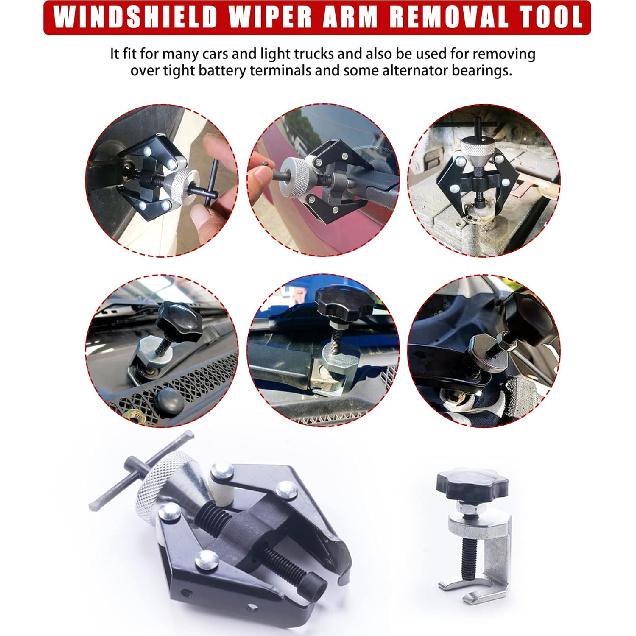 Battery Terminal And Wiper Arm Puller Tools, Windshield Wiper Arm Removal Tool, Heavy-Duty Arm Bearing Remover Puller Repair Tool