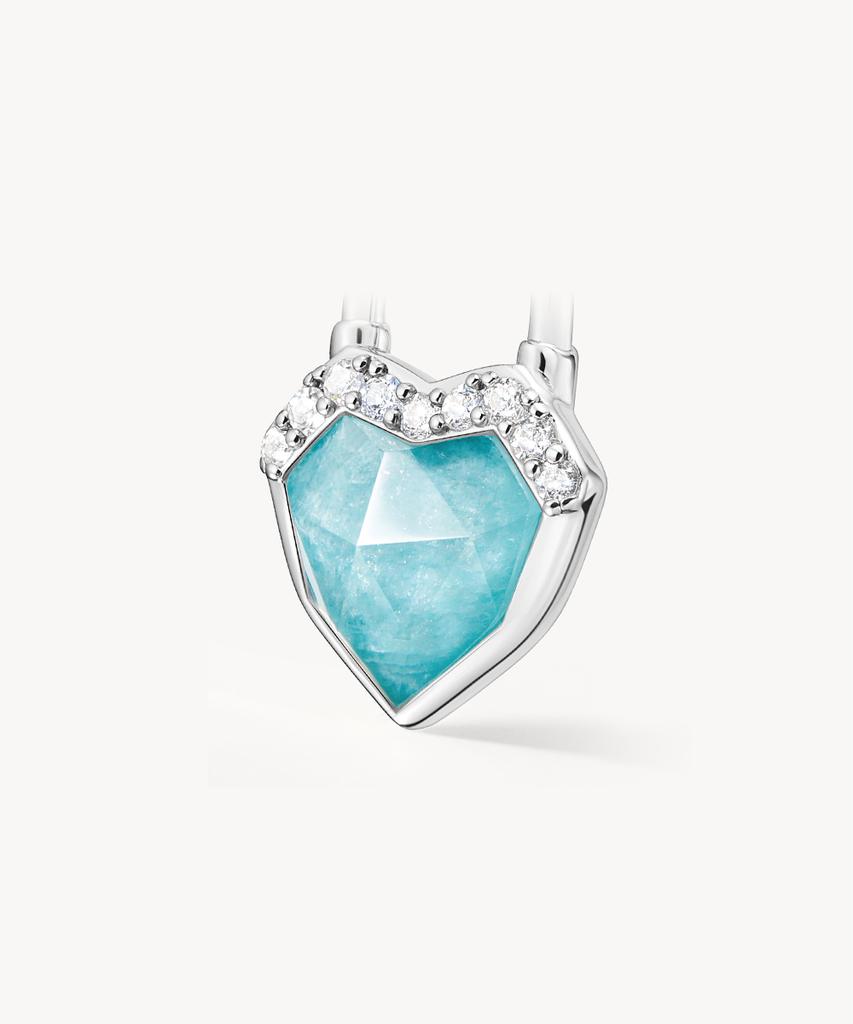 Lola Rose Heart Lock Amazonite Pendant Silver Chain Pearl Necklace