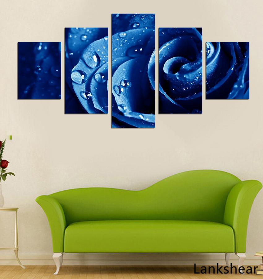 Большая голубая роза с цветочным принтом на холсте, настенные художественные постеры и принты, большие современные цветы, домашний декор, принт, мульти-арт для спальни