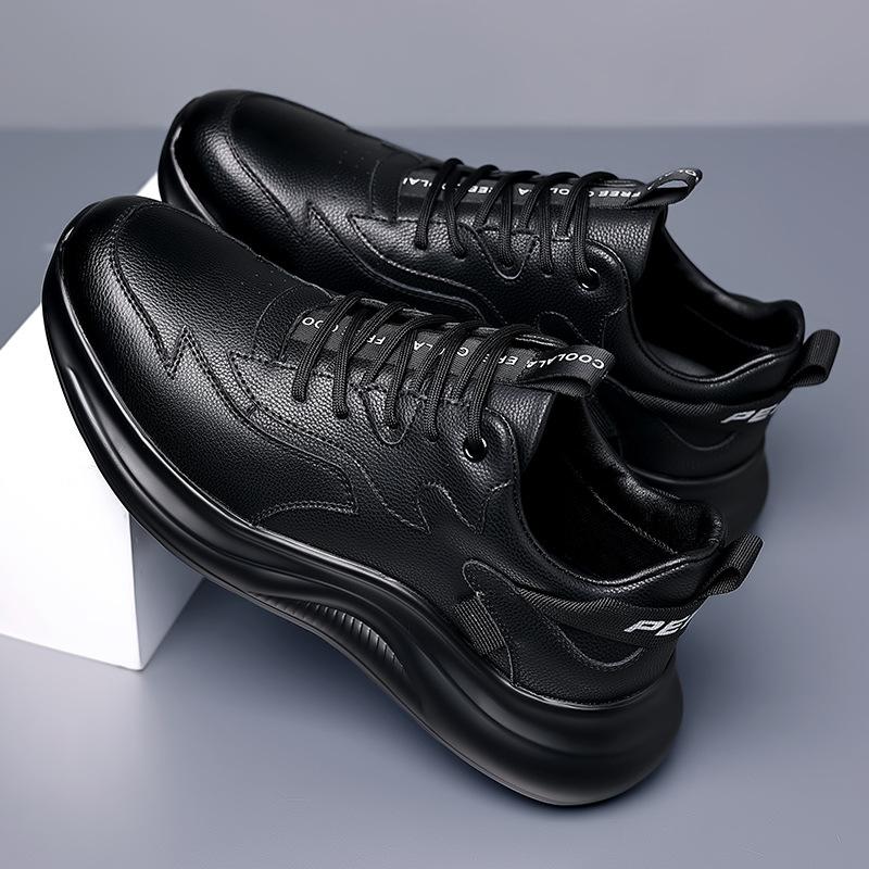 Кроссовки мужские весенне-осенние новые кожаные туфли на мягкой подошве мужские трендовые повседневные кеды на платформе мужская обувь 2025