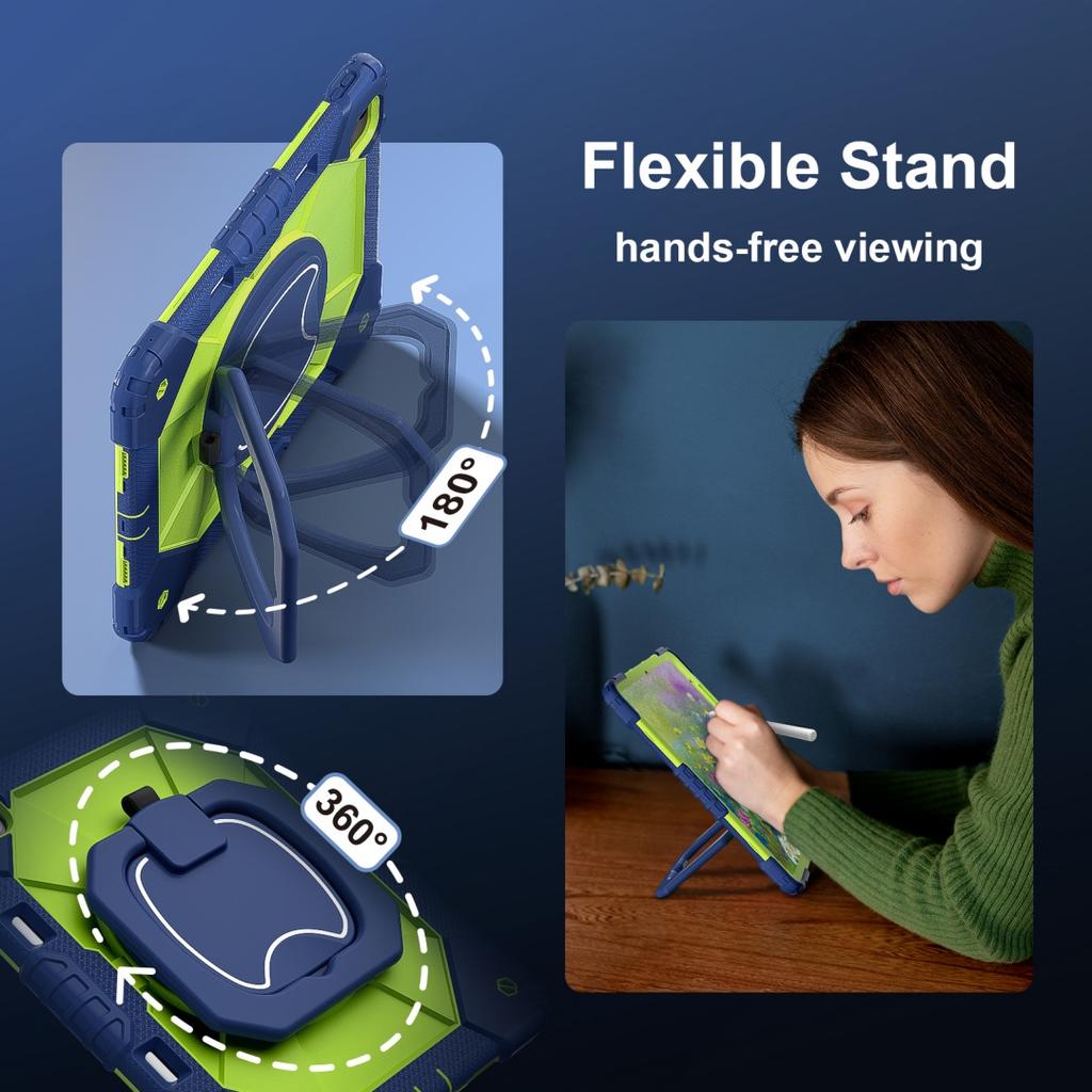 Для Apple iPad Air 13 (2024)/ iPad Air 13 дюймов (M2). Вращающаяся на 360° рукоятка, прочная защитная подставка TPU+PC 3 в 1, противоударный чехол для планшета и ПК