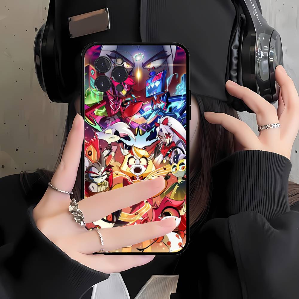 Чехол для телефона H-Hazbin H-Hotel для iPhone 17 16 15 14 13 12 11 Pro Max Plus Черный корпус