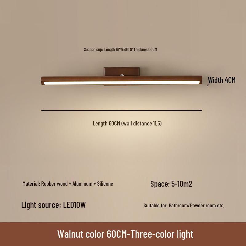 Modern Minimalist LED Vanity Light - Nordic Solid Wood Design for Bathroom