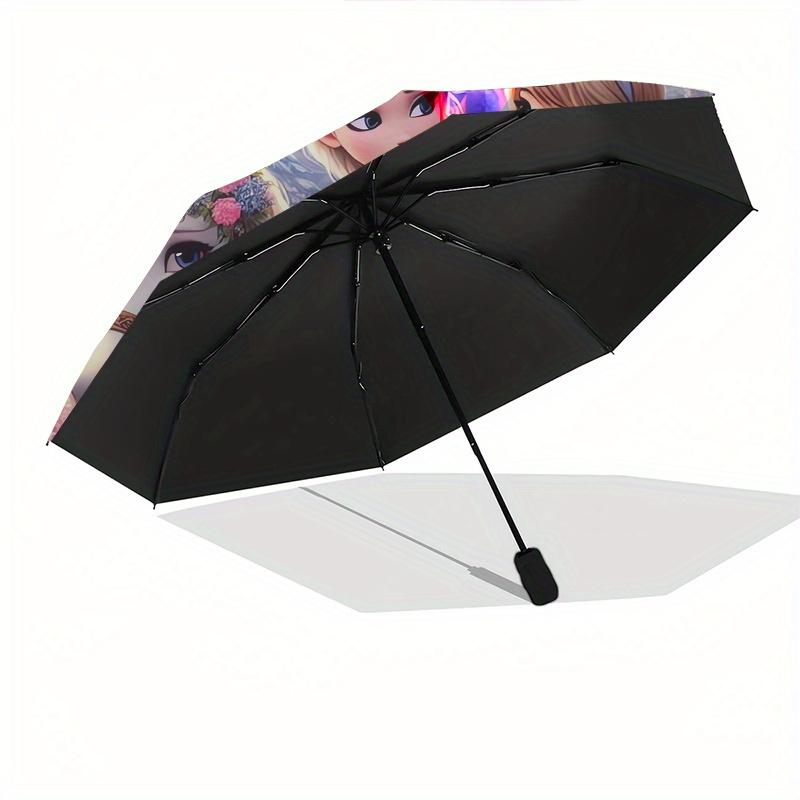 Elsa,Anna Automatic Opening and Closing Umbrella - 8-rib Folding Design, Lightweight and Portable, Suitable for Daily Business Use, Pocket-f