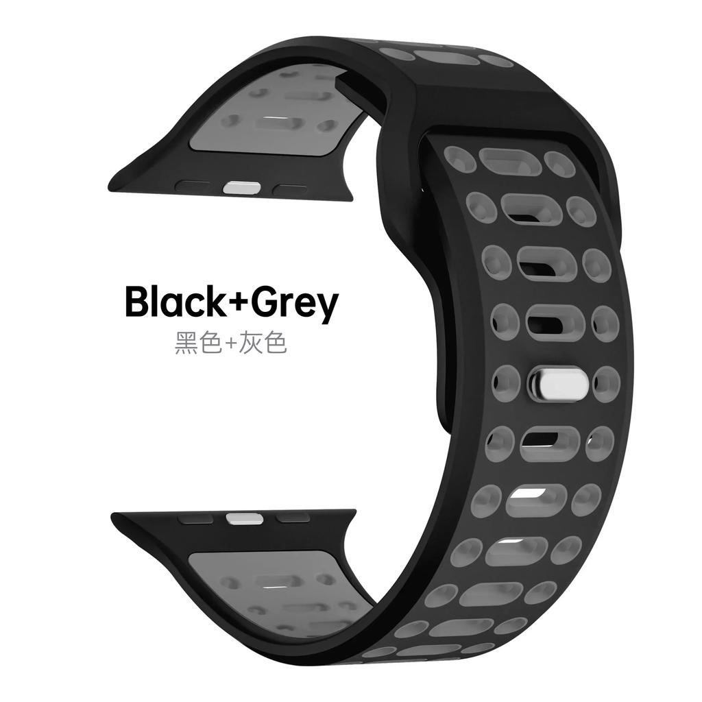 Silicone Band for Apple Watch Ultra 2 49mm 46mm 45mm 44mm 42mm Two-Color Bracelet Correa Iwatch Series 10 9 8 7 6 5 3 SE Strap