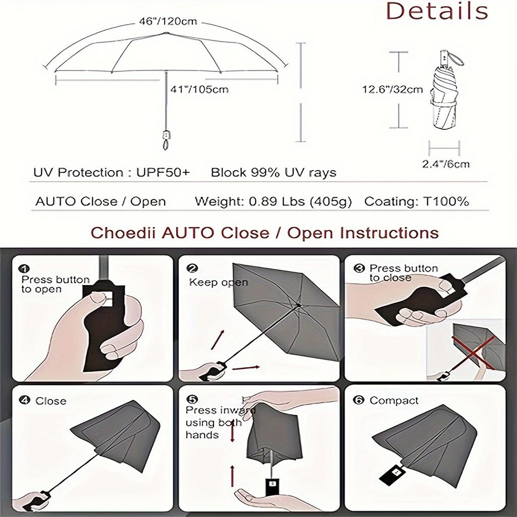 Skull Shaped Handle Folding Umbrella, 8 Ribs Compact Durable Casual Umbrella For Men & Women