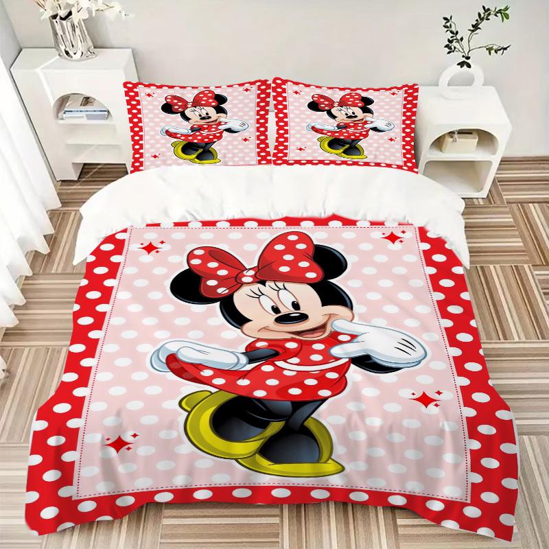 Minnie Mouse Celebration Print 3Pcs Bedding Setduvet Cover With 2 Bedropillowcase Home Birthday Gift