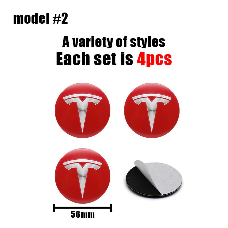 4Pcs 56mm/60mm Tesla Car Wheel Center Hub Cap For Model 3 Model Y Model X Model S Auto Rim Cover Decorate Stickers Accessories