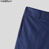 INCERUN Men Zipper Waist Solid Color Casual Long Flare Pants Trousers