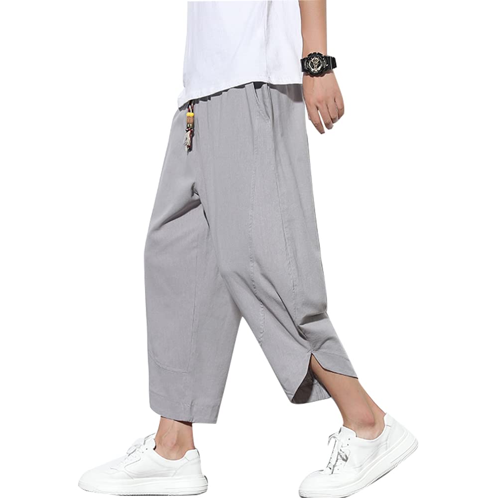GUTHONG Летние шаровары плюс укороченные однотонные зауженные регулируемые свободные повседневные брюки для и осени мужские брюки, брюки широкие, размеры, длина, цвет, брюки,
