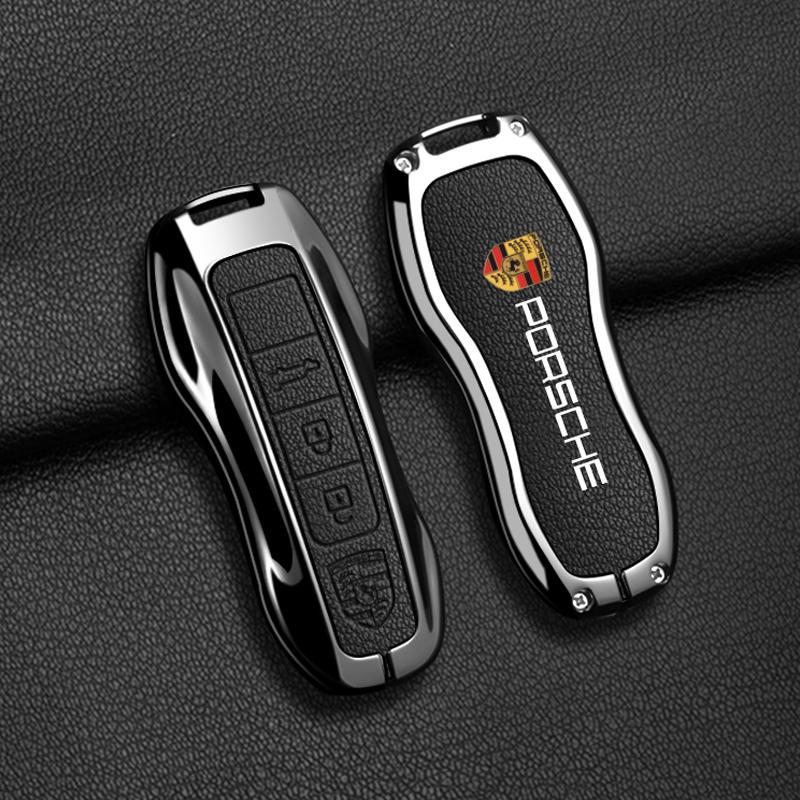 Чехол-брелок для ключа автомобиля из цинкового сплава и кожи для Porsche Boxster Cayman Panamera Cayenne Macan 718/911 Taycan, защитный брелок