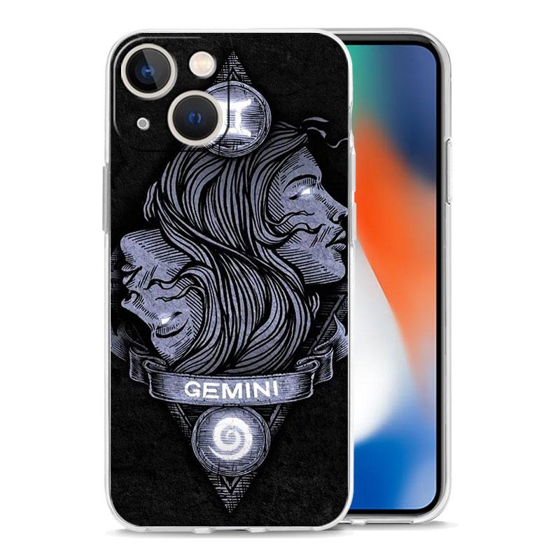 Чехол для телефона Овен Лев Весы Рыбы Дева Для iPhone 11 Чехлы iPhone 15 12 13 14 16 Pro Max X XR XS 14 15 Plus 16Pro Прозрачная крышка