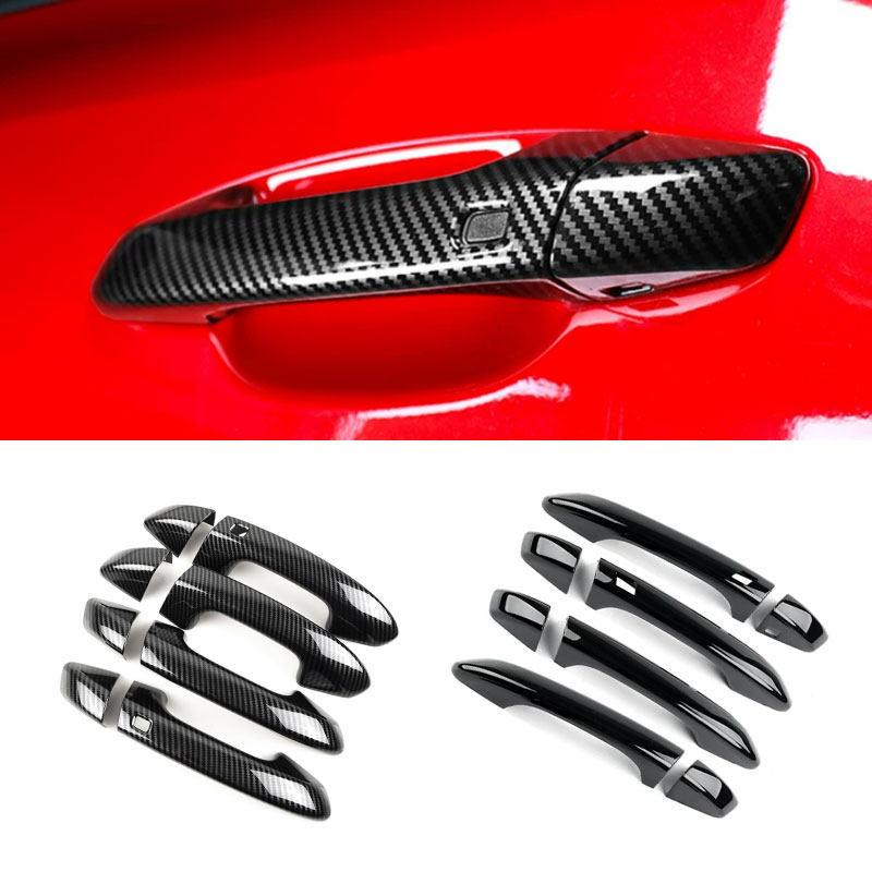 For Kia Stinger 2018 ABS Carbon Fiber Texture Car Styling Exterior Door Handle Pull Cover Trim