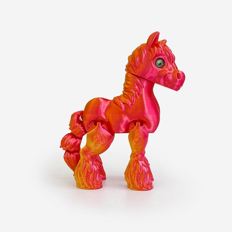 3D-печатная игрушка Радужный конь Симулированная статуэтка Милый знак зодиака Конь Сочлененный хвост Подвижная фигурка Декор для офиса Новогодний подарок