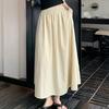 Women's Spring/Summer Vintage High-Waist Pleated Midi Skirt - Elastic Waist A-Line Umbrella Skirt with Retro Flair